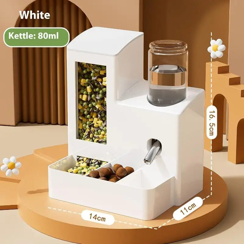【E】2-in-1 Automatic Hamster Automatic Feeder Water Dispenser Multi-functional Small Pets Drinking And Feeding Food Container