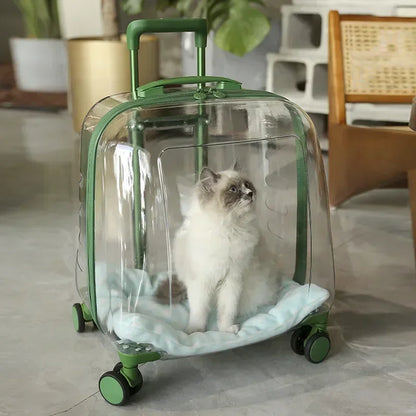 Cats Carrier Pet Backpacks PC Material Travel Stroller Bags Pet Shop Transparent Transportation Products on Wheels Accessories