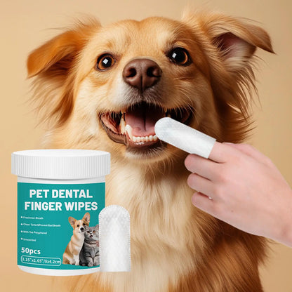 Dog Teeth Cleaning Finger Wipes Disposable Finger Wet Wipes Super Soft Oral Care Toothbrushes 50Pcs Dog Ear Wipes Pet Supplies