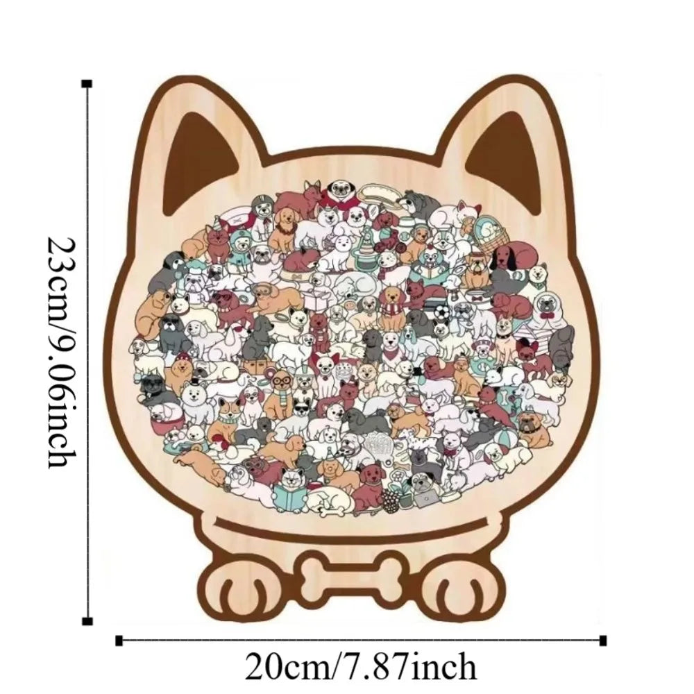 Animal Shape Dog Shaped Puzzle Early Education Thinking Training Puppies Wooden Puzzle Fun And Difficult Jigsaw