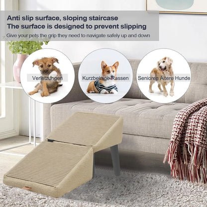 Split Dog Staircase Safety Ramp DualPurpose Folding Wooden Footstool Sofa Steps For Large Medium Small Dogs Cats Puppy Supply
