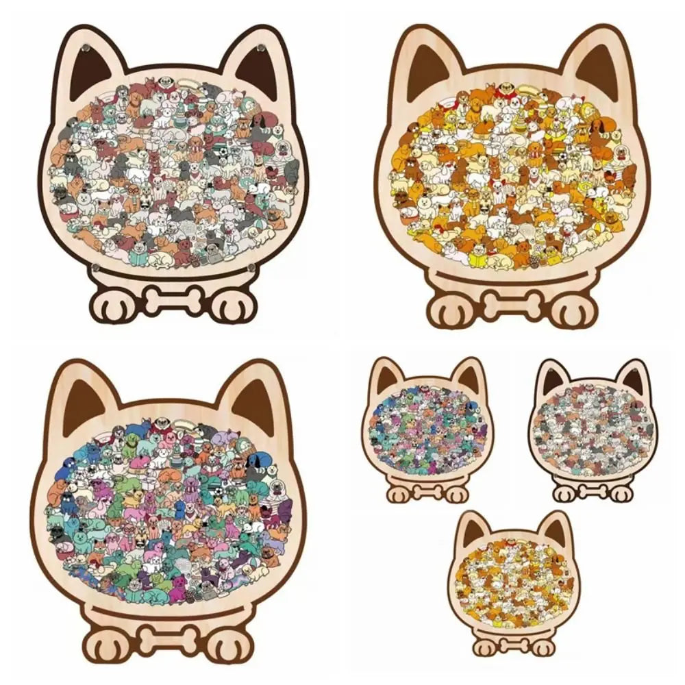 Animal Shape Dog Shaped Puzzle Thinking Training Early Education Puppies Wooden Puzzle Home Decor Jigsaw Children's Puzzle