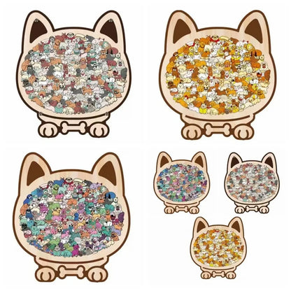 Animal Shape Dog Shaped Puzzle Thinking Training Early Education Puppies Wooden Puzzle Home Decor Jigsaw Children's Puzzle
