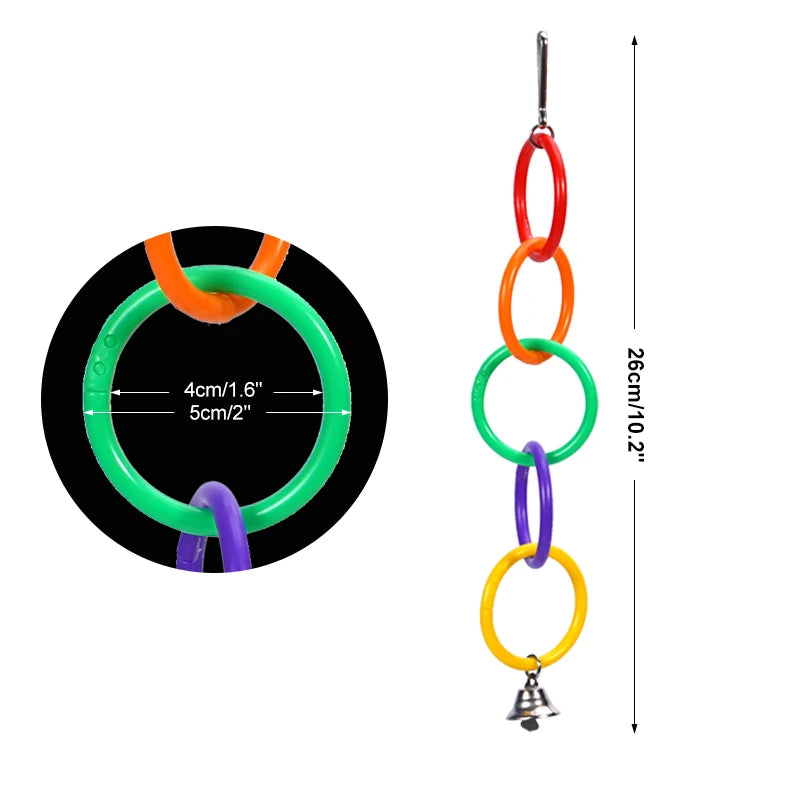 Bird Climbing Training Toy Colorful Ring Birds Relieve Boredom Climbing Toys Climbing Peony Black Phoenix Parrot Bird with Bells