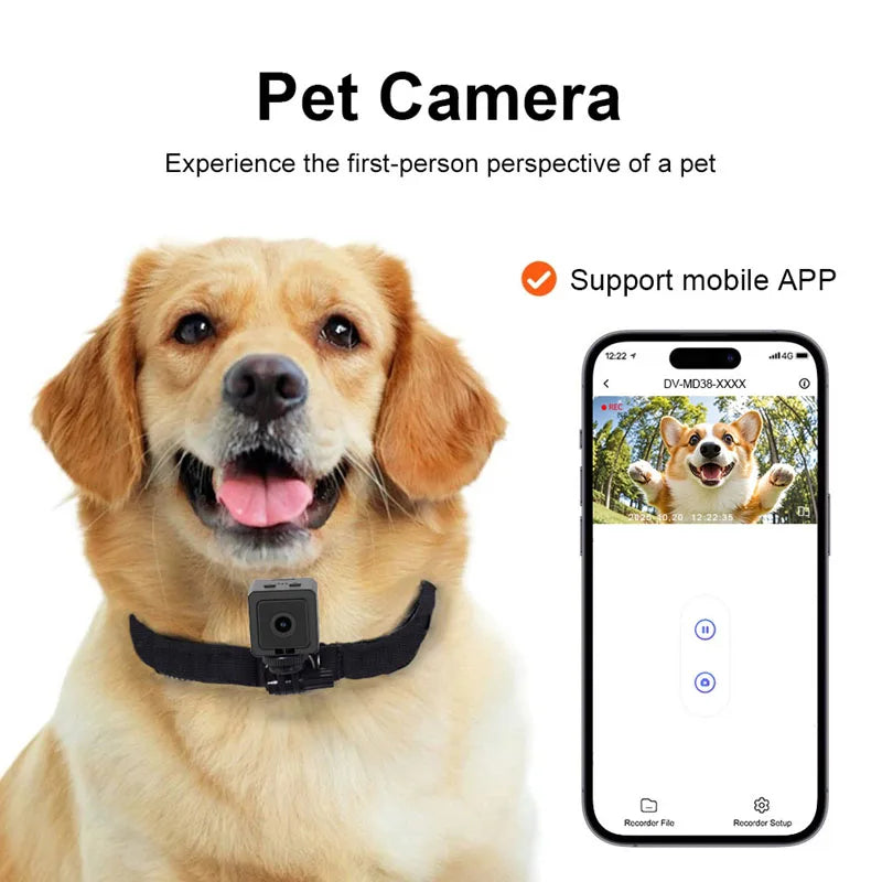 Pet Camera 1080p Sports Camera Portable Magnetic Suction 120 ° Wide-angle Field Of View Wearable Camera Dog Walking Cat Recorder