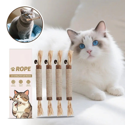 4 PCS Cute Cat Teeth Grinder Toy - Healthy Teeth Grinding Tool Pet Dental Care Supplies Attract Pet Attention Daily Chew Toy