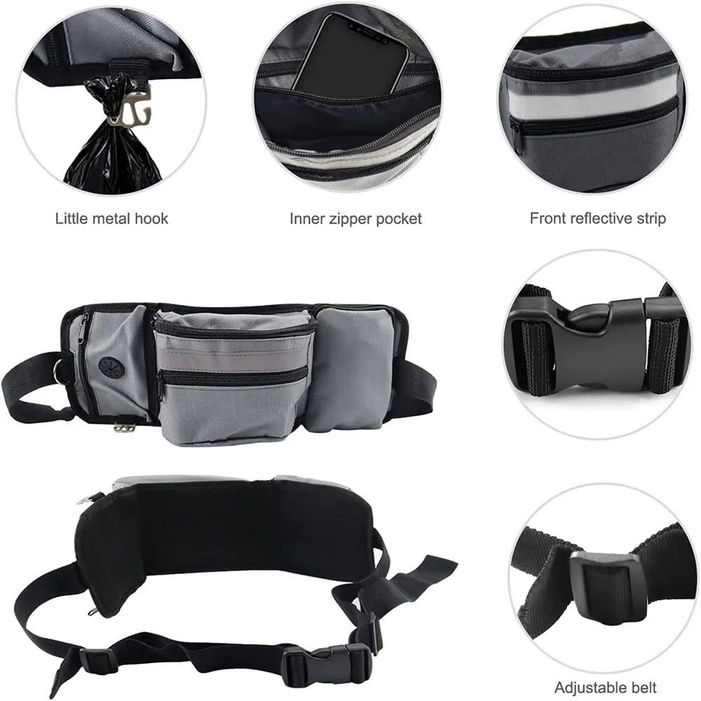 Dog Outdoor Training Waist Bag Multi-functional Dog Feeding Snack Bag Portable Walking Travel Dogs Treat Pouch With D Ring