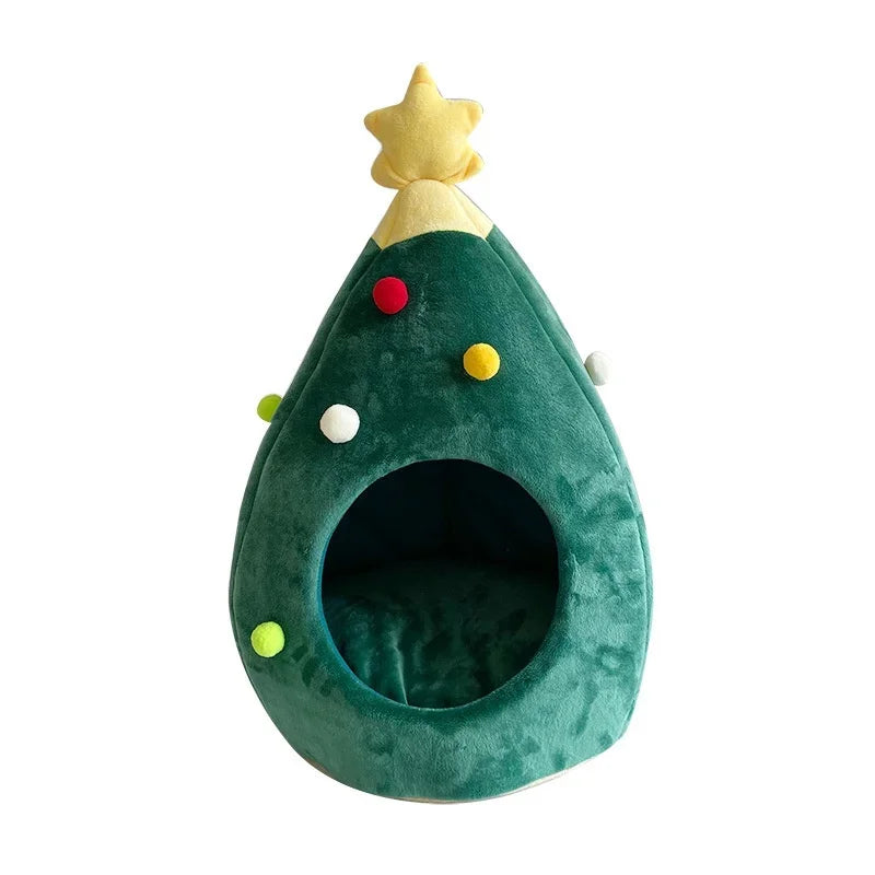 House Pet Supplies Pet Beds Christmas Tree Cat Litter Kennel Winter Warm Pet Litter Winter Cat