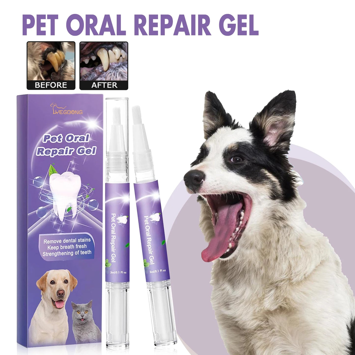 Pet Oral Repair Gel - Deep Cleaning for Dogs & Cats, Tartar & Stain Remover, Pet Dental Care Gel for Oral Hygiene