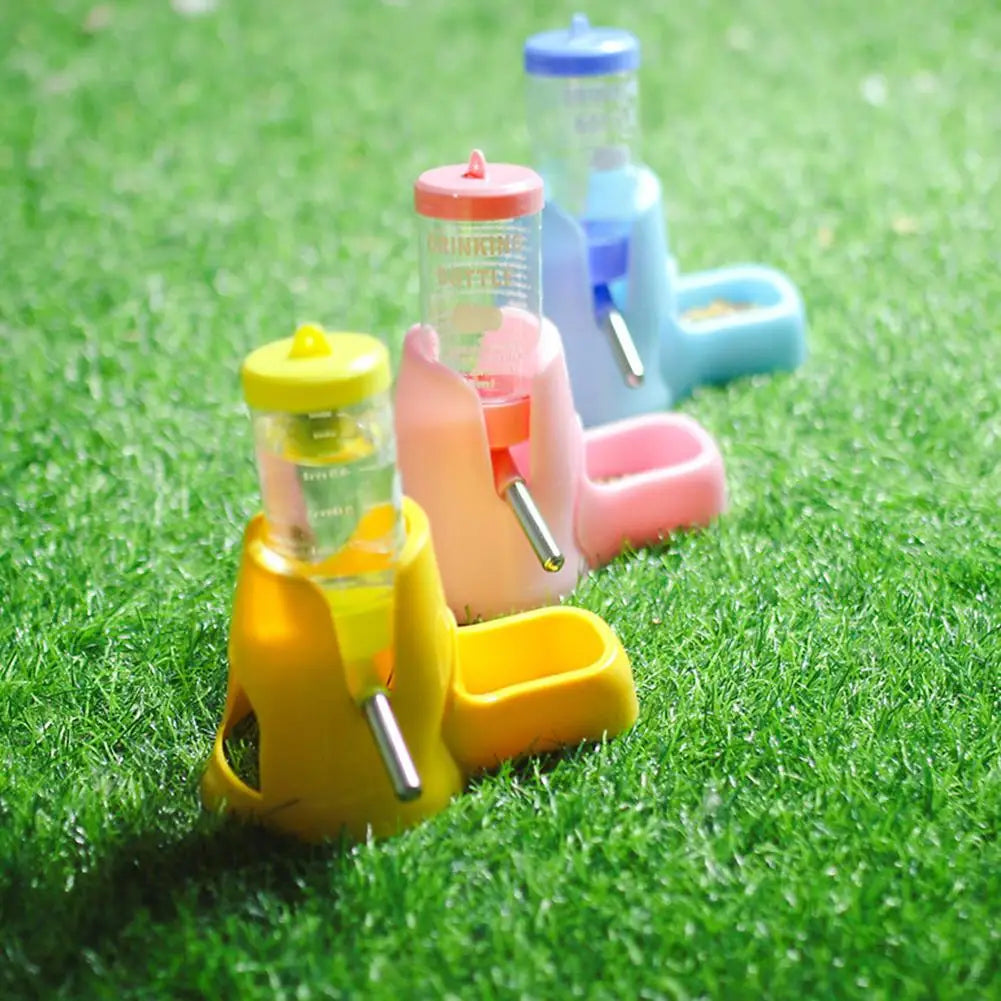 Hamster Water Feeder Small Animal Automatic Dispenser Drinking Water Bottle Bowls Dish with Food Container for Guinea Pig Rat
