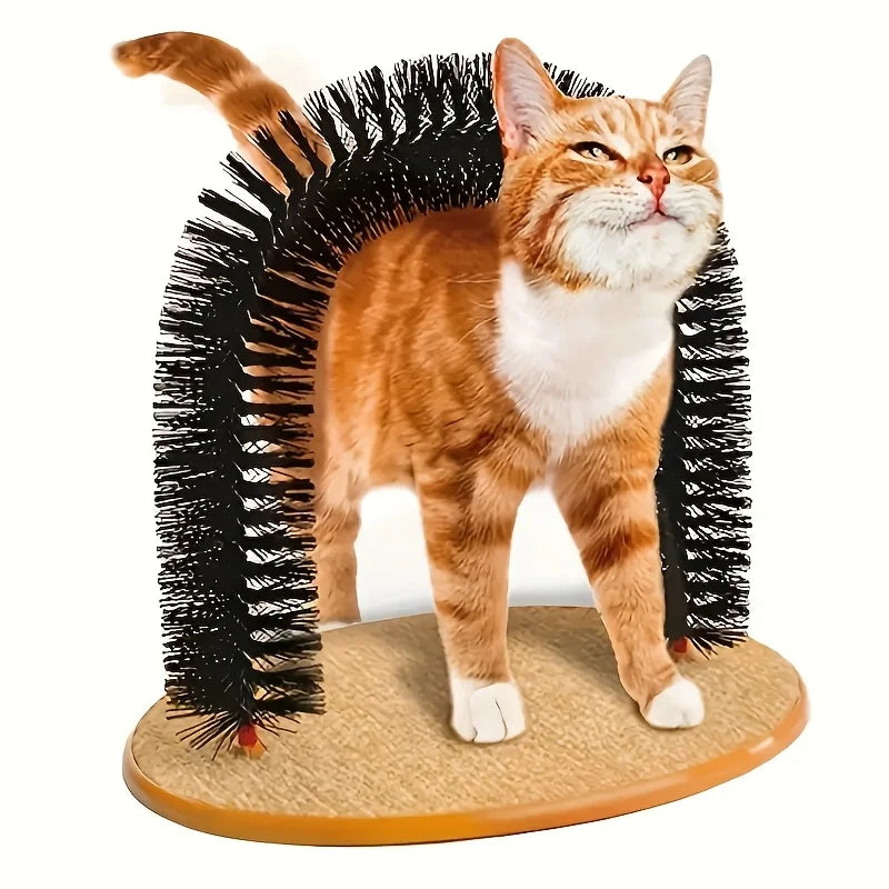 Cat grooming device, indoor cat brush toy, arch grooming device, cat massager toy
