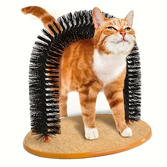 Cat grooming device, indoor cat brush toy, arch grooming device, cat massager toy