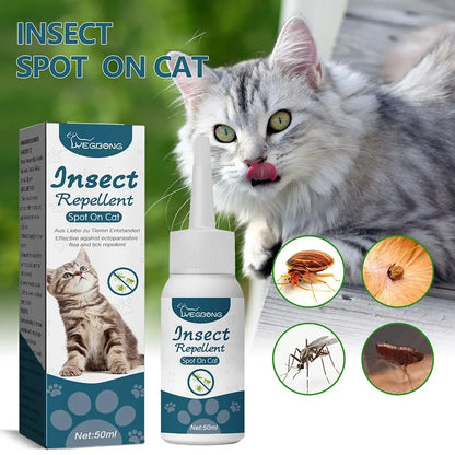 50ml Pet Flea Killer Drops Anti Fleas Cats Ticks Lice Mite Removal Relieve Itching Dogs Ringworm Treatment Pet Insect Removal