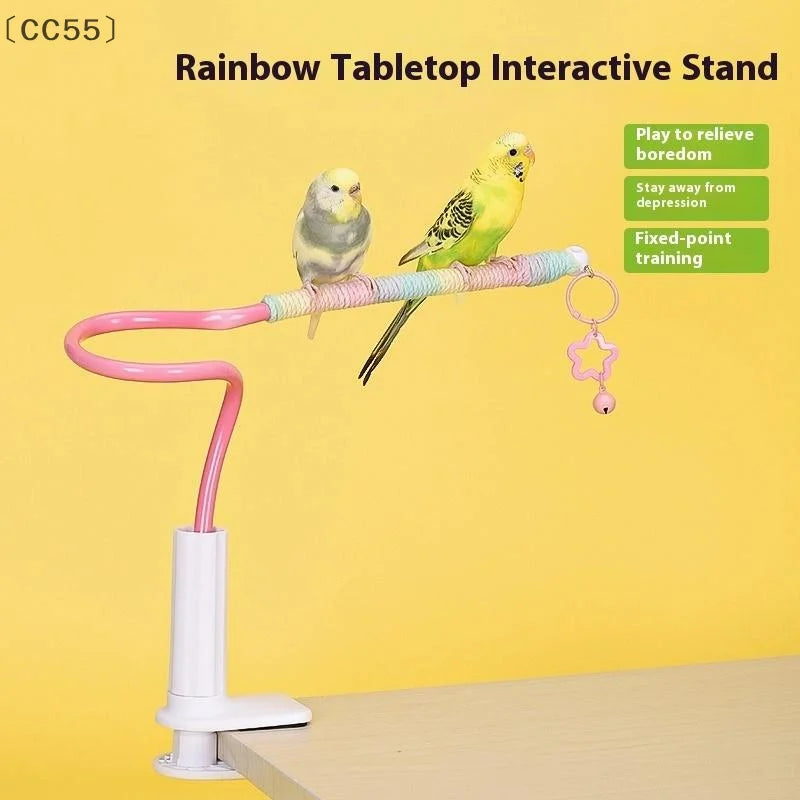 〔CC55〕Bird Perch Stand Bird Training Portable Tabletop Platform Parrot Lovebirds Indoor Budgies Bending Stand Cage Accessories