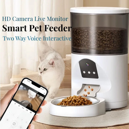 New design HD camera two voice interactive 4L 6L smart automatic pet feeder
