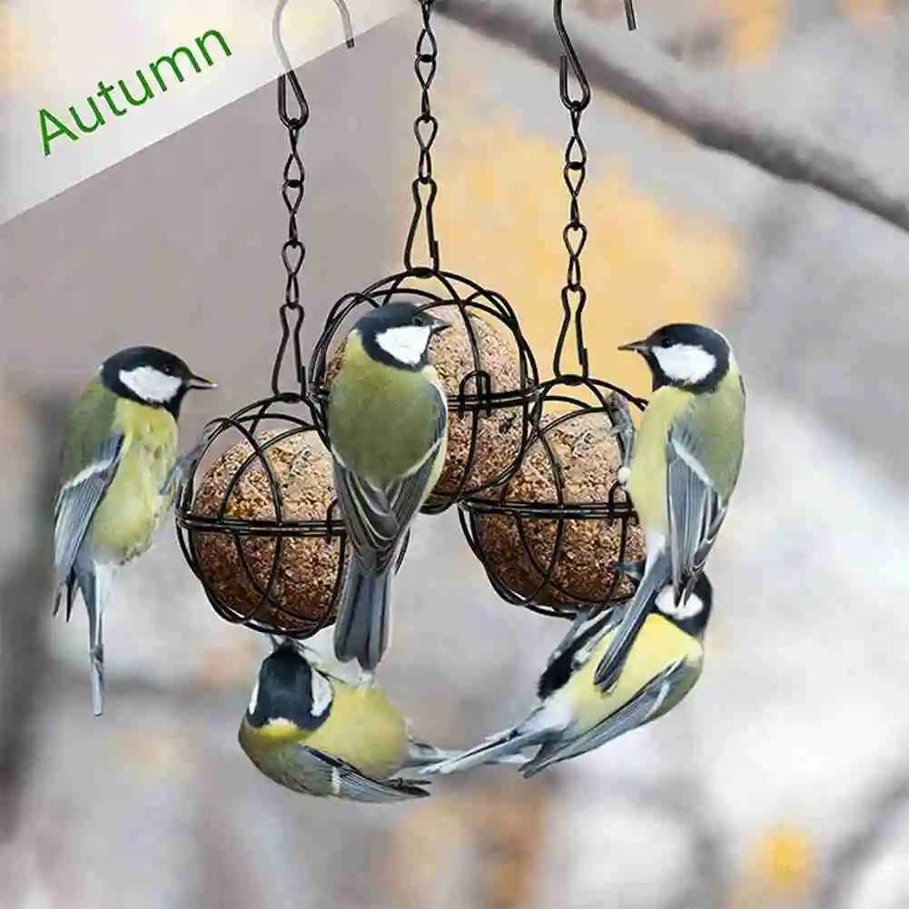 VELIF-Wild Bird Feeding For Year-Round- 8 Metal Hook Bird Feeders-Hanging Bird Feeder-Fat Ball Design