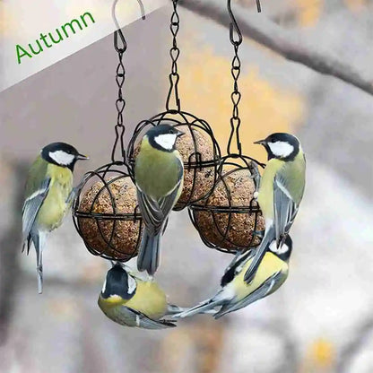 VELIF-Wild Bird Feeding For Year-Round- 8 Metal Hook Bird Feeders-Hanging Bird Feeder-Fat Ball Design