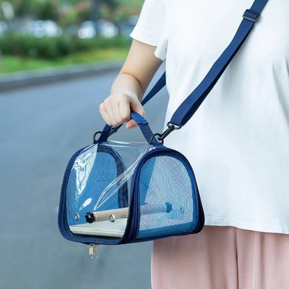 Portable Bird Carrier Bag Folding Wooden Stand Travel Bird Cage Large Capacity Clear Window Bird Transport Cage Pet Supplies