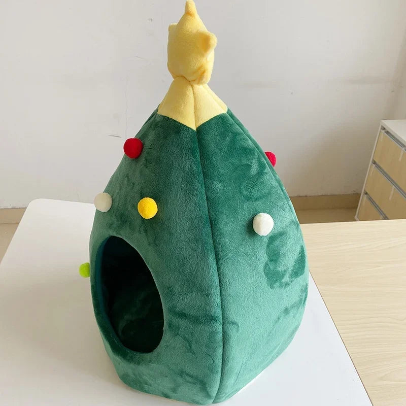 House Pet Supplies Pet Beds Christmas Tree Cat Litter Kennel Winter Warm Pet Litter Winter Cat