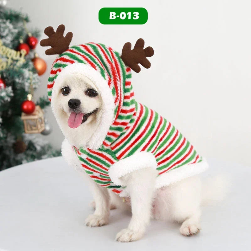 Dog Christmas Clothes Pets Clothing Santa Costume New Year Cat Outfits Xmas Deer Hat Puppy Coat Hoodie Party Apparel