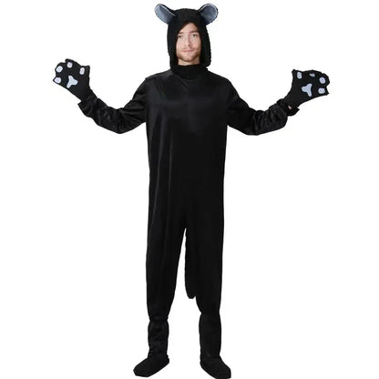 Adult Cosplay Black Cat Costume Animal Onesie Suitable for Halloween Party Dance Jumpsuits Costumes Props Suit Woman Men