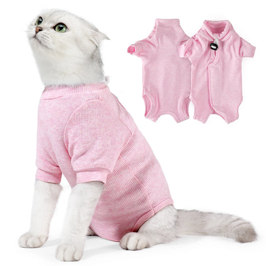 Cat Recovery Suit for Abdominal Wounds/Skin Diseases, Cat Onesie for Cats After Surgery,Breathable E-Collar Alternative for Cats