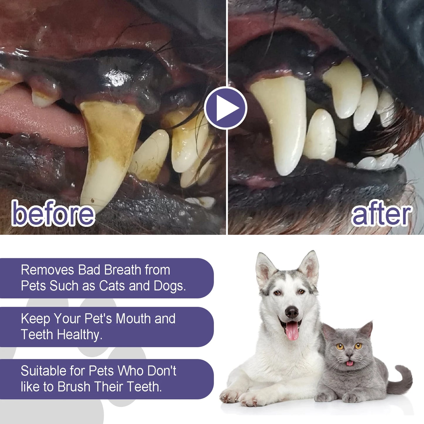 Pet Dental Care Gel 3ml Teeth Cleaning Pen for Dogs and Cats Fresh Breath Tartar Control Soothes Gums Easy Baking Soda Formula