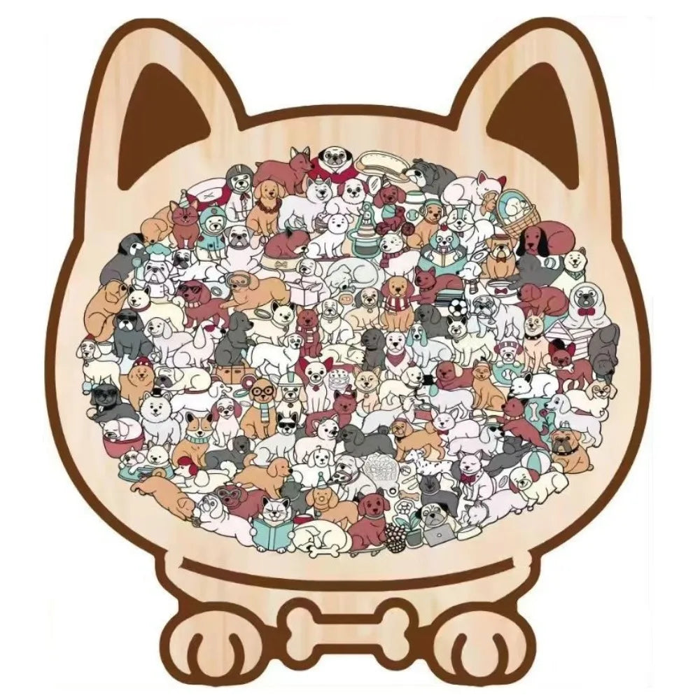 Animal Shape Dog Shaped Puzzle Thinking Training Early Education Puppies Wooden Puzzle Home Decor Jigsaw Children's Puzzle