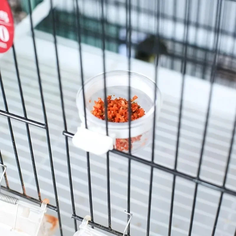 Bird Feeders Cup, Parrot Feed Box with Holder, Bird Cage Feeding Supplies