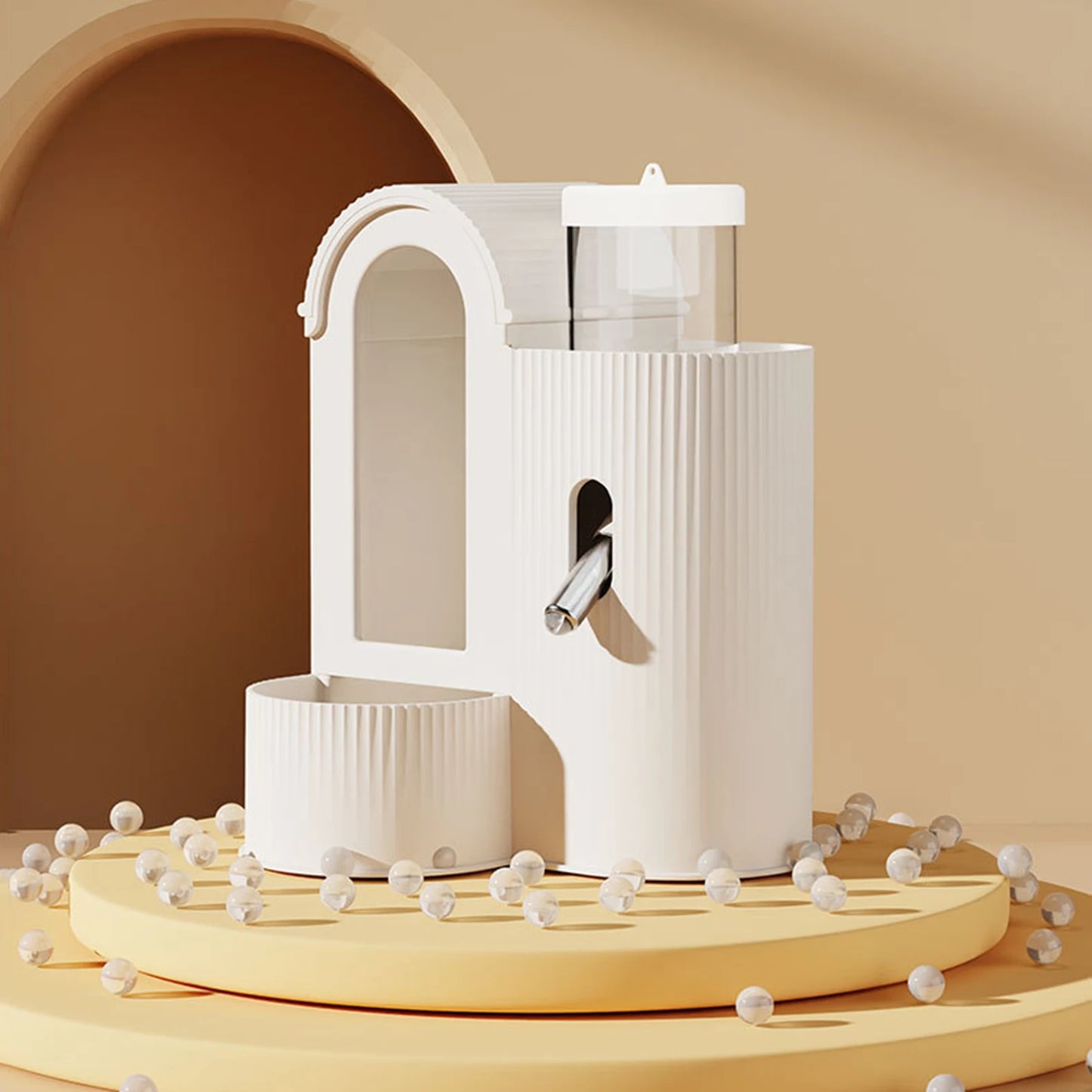 2-in-1 Automatic Food Bowl with Water Bottle Hamster Feeder And Waterer Small Animal Feeder for Hamster Guinea Pig Rat Cage Home