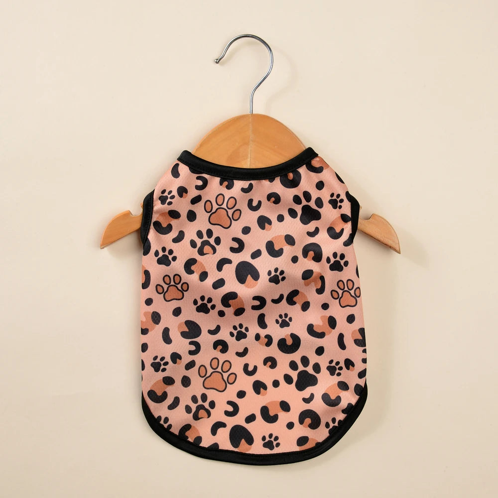 Cat Clothes Vest for Small Medium Cats Dogs Summer Breathable Kitten Leopard-Print Sleeveless Clothing French Teddy Pet Outfits