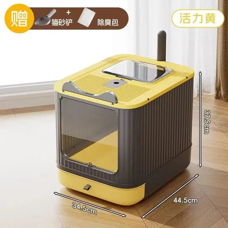 Pet UV Lights Top Drawer Litter Pan Fully Enclosed with In/out Door Control Disinfecting and Deodorizing For Cat Cat Litter Box