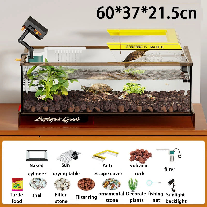 Aquarium Terrariums Large Ecological Tank Desktop Decoration Turtle Fish Tank Household Transparent Glass Reptile Breeding Case