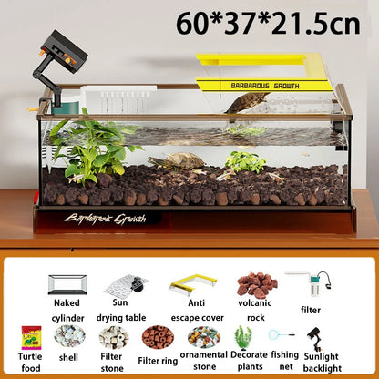 Aquarium Terrariums Large Ecological Tank Desktop Decoration Turtle Fish Tank Household Transparent Glass Reptile Breeding Case