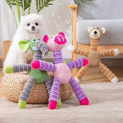 Dog Plush Toys. Spiral Bite Resistant Doll. Elephant,Pig,and Teddy Bear Designs,Interactive Toys for Small and Medium-sized Dogs