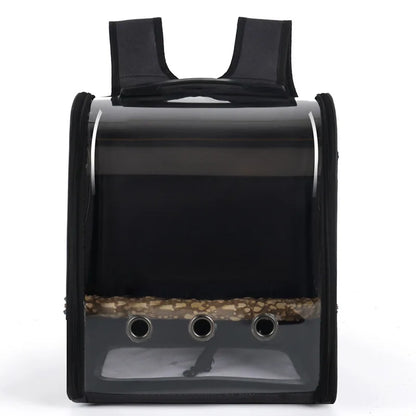Portable Bird Carrier Bag Birdcage Parrot Transparent Backpack with Feeding Cups Wood Platform for Parakeet Cockatiel Lovebirds