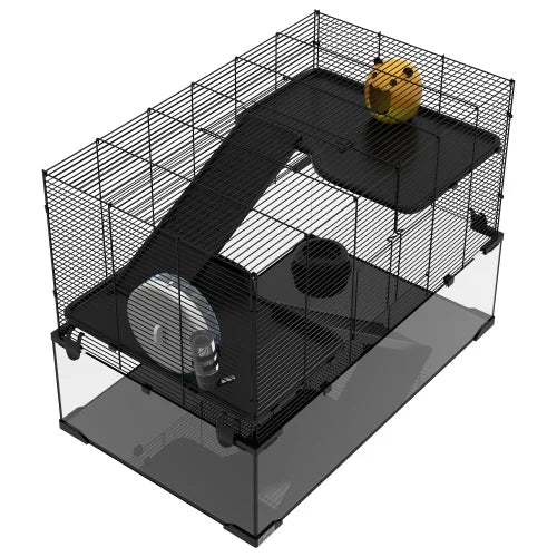 Three-tier Hamster Cage, With Quick Delivery, Glass Basin, Ramp And Sports Wheel, Suitable For Small Hamsters.