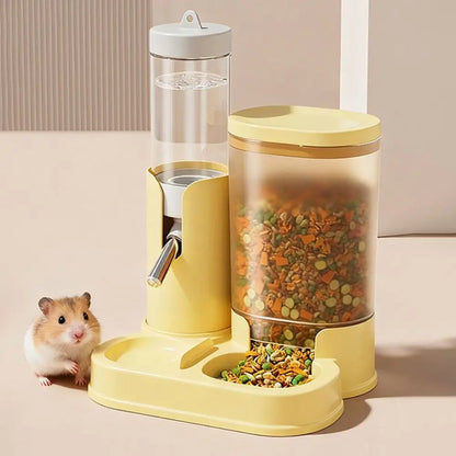 Easy Install 2 in 1 Hamster Water Dispenser Automatic with Base Pet Auto Dispenser Leak-Proof Food Feeding Bowl Indoor