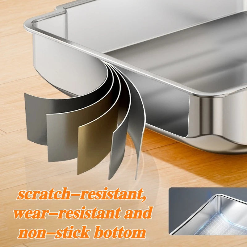 Stainless Steel Litter Box Scratch-resistant and Wear-resistant Cat Litter Tray 63L Large Cats Toilet Sandbox Cat Accessories