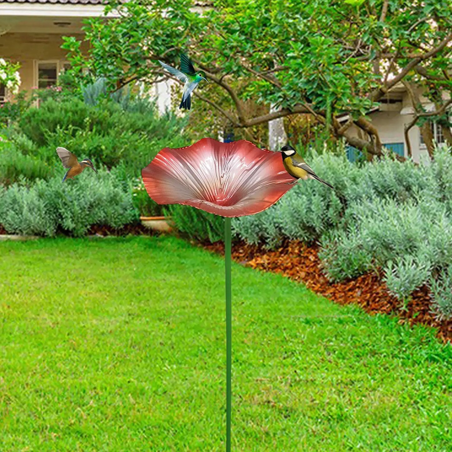 Bird Bath Metal Decoration Decorative Bird Feeder for Lawn Balcony Outside