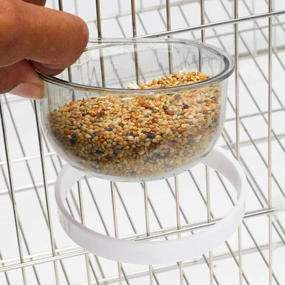 Bird Feeders Cup, Parrot Feed Box with Holder, Bird Cage Feeding Supplies