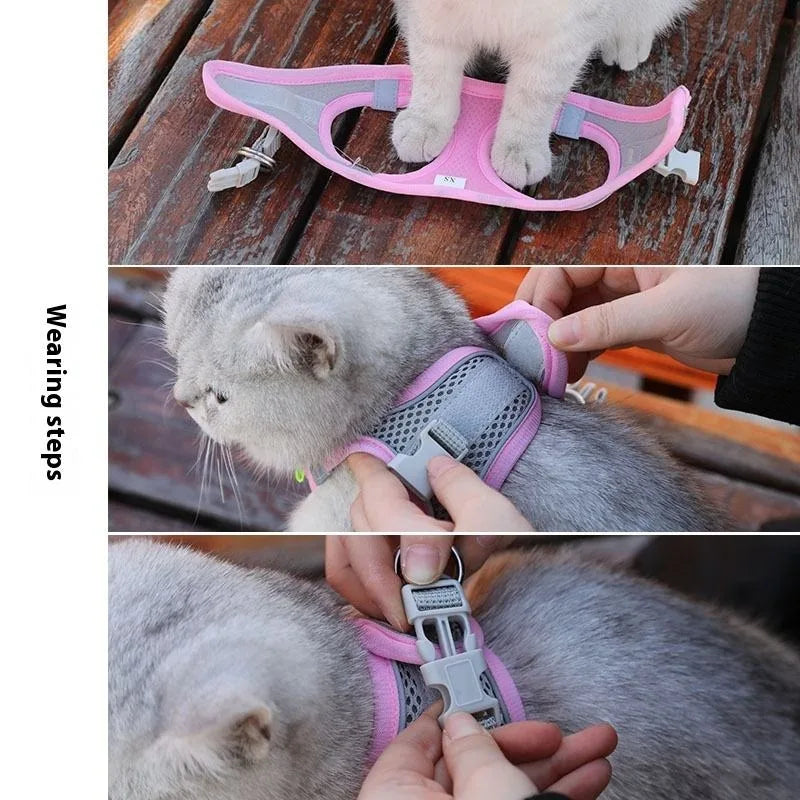 Cat Harness Adjustable Pet Harnesses Reflective Leashes Set Pet Harness for Cats Small Dogs Pug Chihuahua Cat Accessories