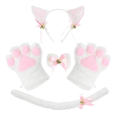 Anime Cat Costume Cosplay Kitten Bow Tie Gloves Toys Accessories Props Headwear for Gifts Dress up Halloween Children Adults