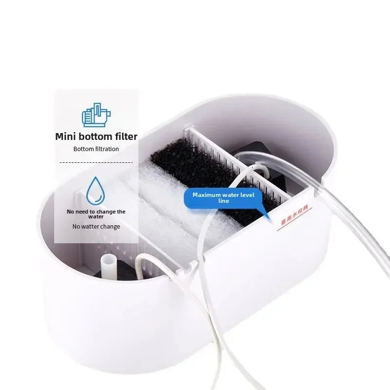Mini Desktop Aquarium With Miniature Fish Tank with Biochemical Filtration System & LED Small Aquatic Eco Box Home Decor
