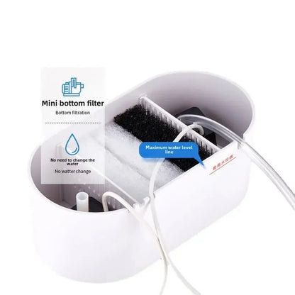 Mini Desktop Aquarium With Miniature Fish Tank with Biochemical Filtration System & LED Small Aquatic Eco Box Home Decor