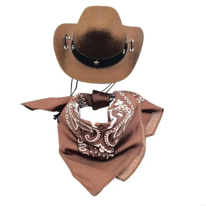 Dog Costume Hat Bandanas Halloween Theme Party Dog Cowboy Hat Cosplay Accessory