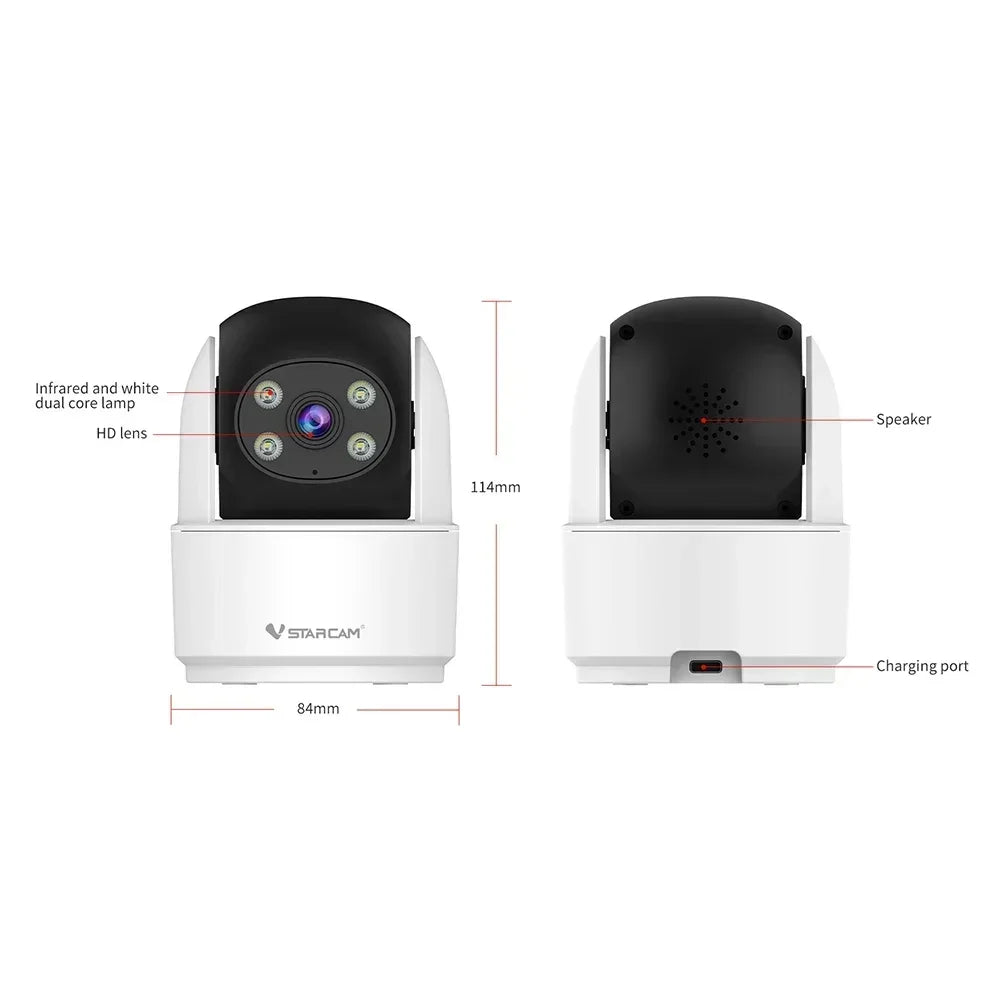 Pet Monitoring Camera Color Night Vision Pan-Tilt Rotation AI Human Detection Two-Way Audio 2.4G WiFi Connection