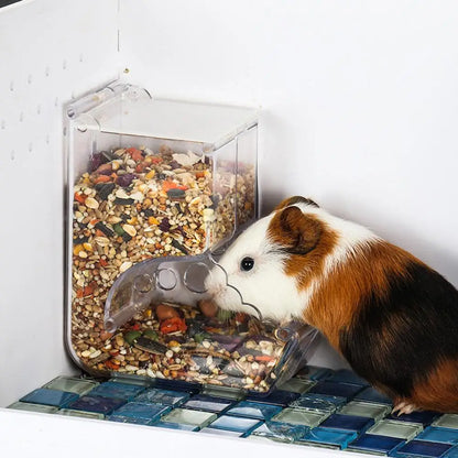 Hamster Rabbit Food Dispenser Feeder Plastic Clear Automatic Pet Feeder For Hamster Guinea Pigs Food Bowl Container