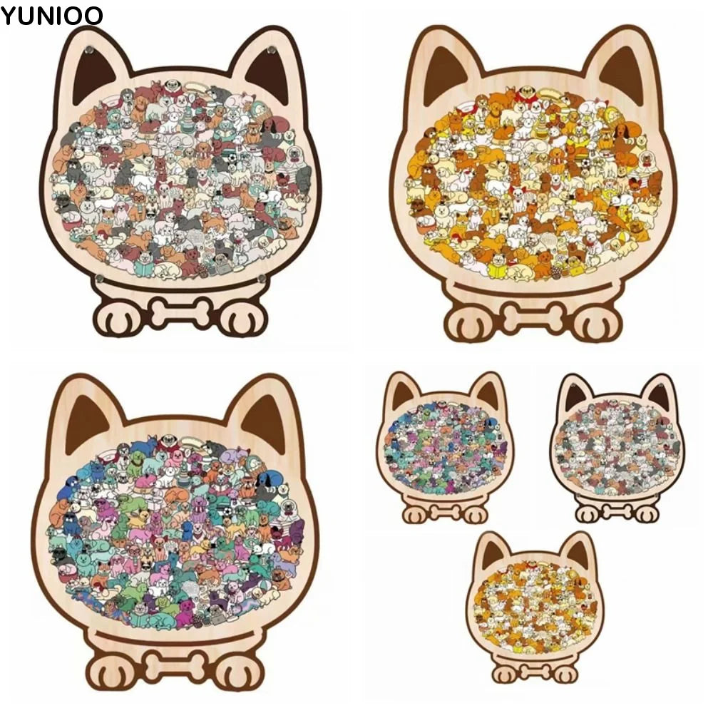 Animal Shape Dog Shaped Puzzle Early Education Thinking Training Puppies Wooden Puzzle Fun And Difficult Jigsaw