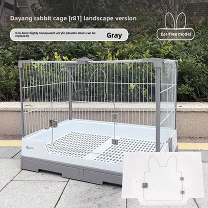 Rabbit Cage with Double Drawers, Urine-Proof, Extra-Large Acrylic Landscape Cage for Home Use